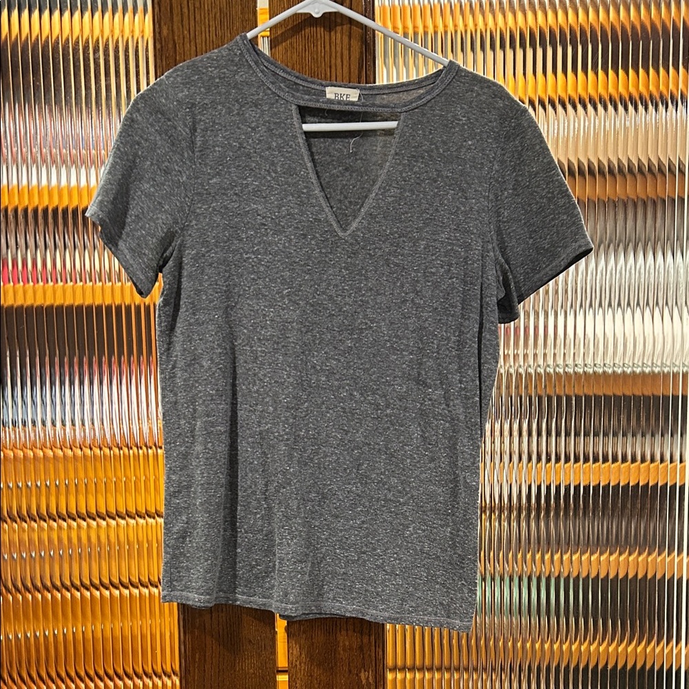 BKE Heather Gray Short Sleeve V-Neck Tee